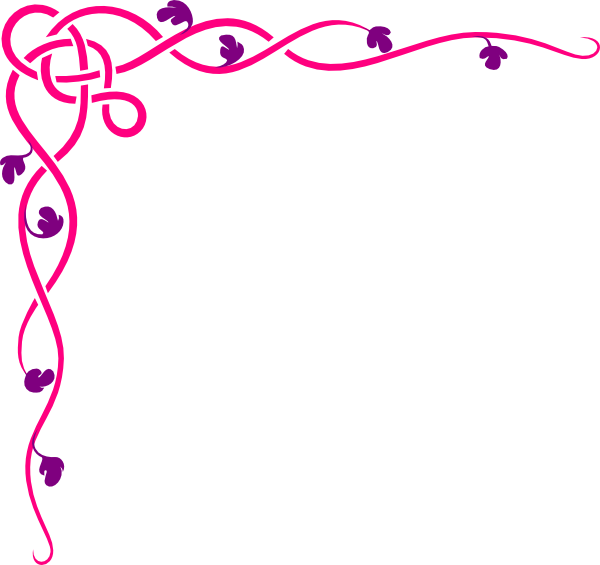 Pink Vine Flowers - Design For Border Line (600x565)