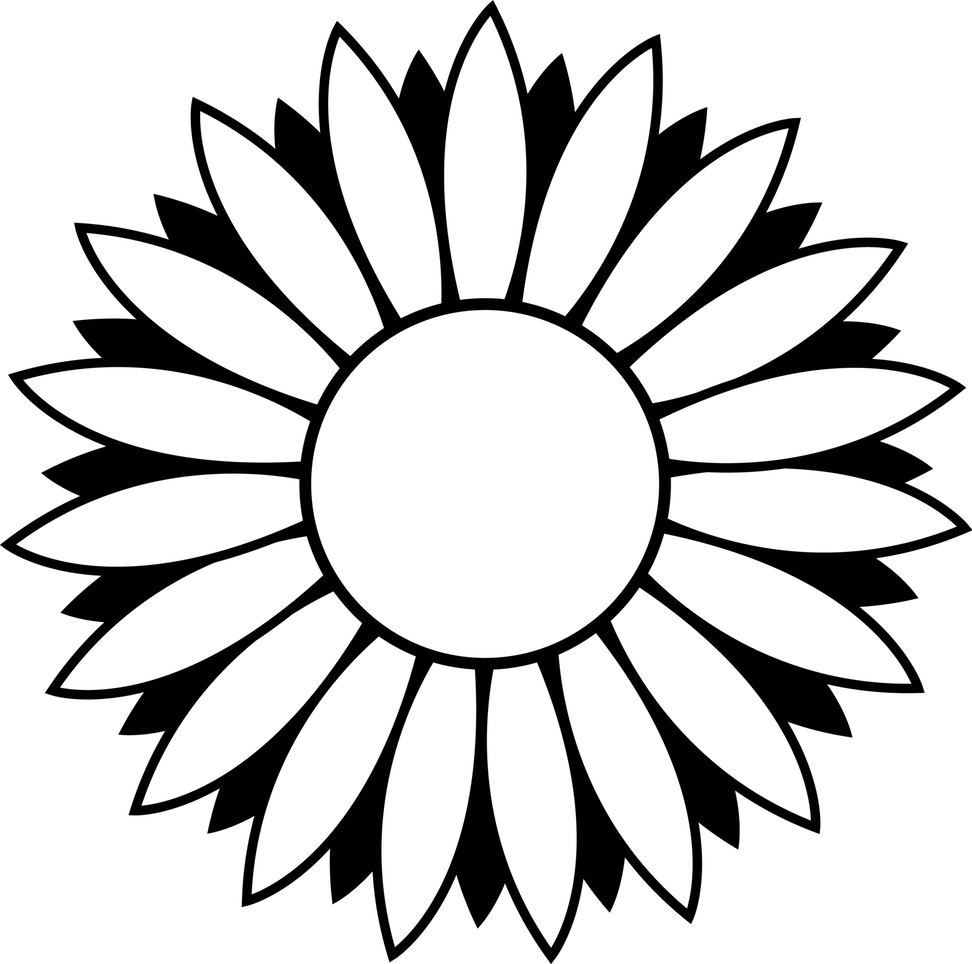 Apartment Large-size Pictures Of Flowers Black And - Sunflower Clipart Black And White (972x964)