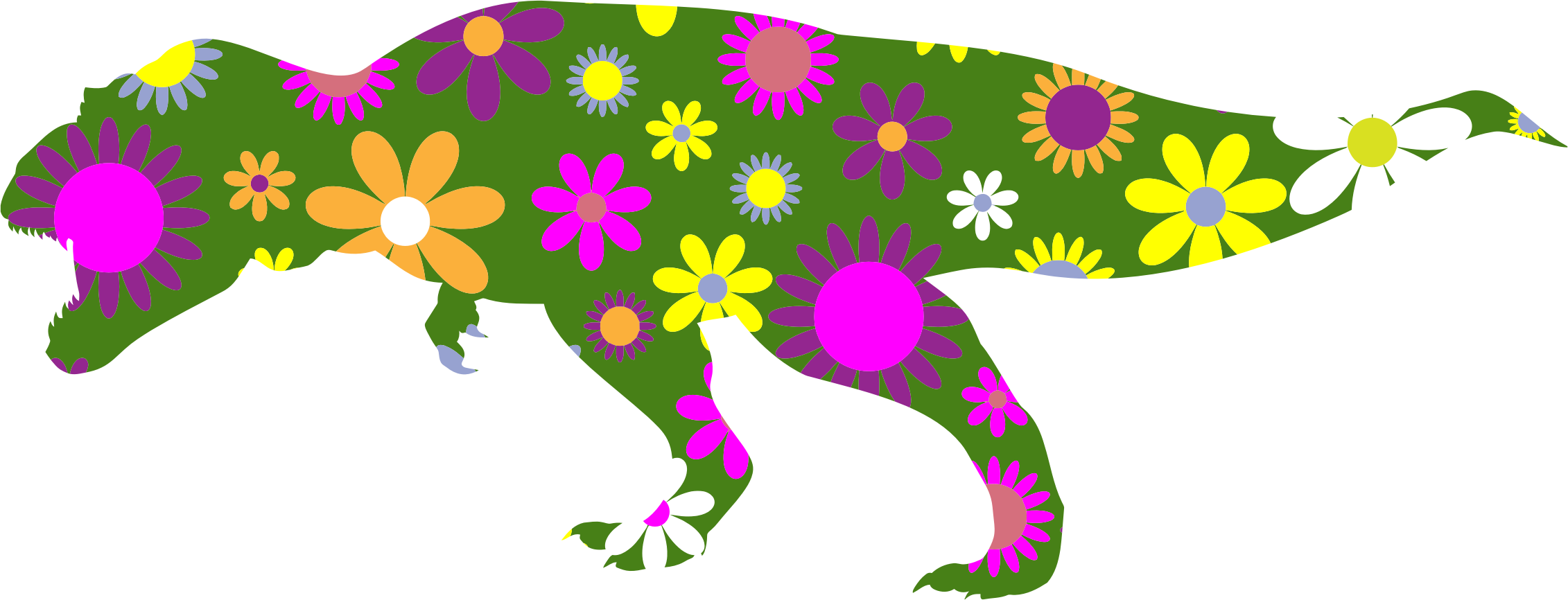 Retro Floral Tyrannosaurus Rex - Retro Floral Tyrannosaurus Rex (2262x866)