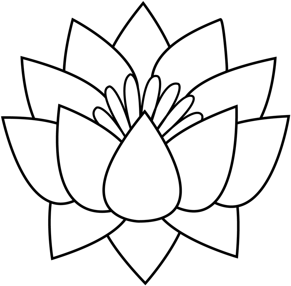 Office Large Size Flowers Black And White Drawing Clipart - Lotus Flower Line Art (972x942)