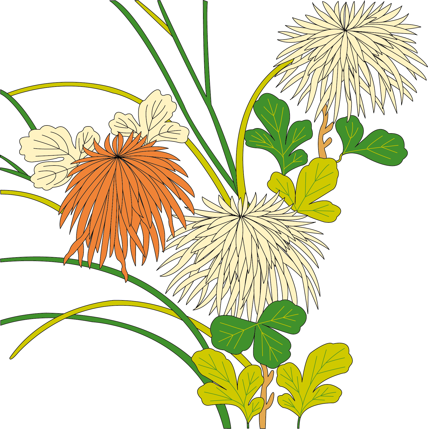 Chrysanthemum Ukiyo E Clip Art - Ukiyoe Png (1773x1778)