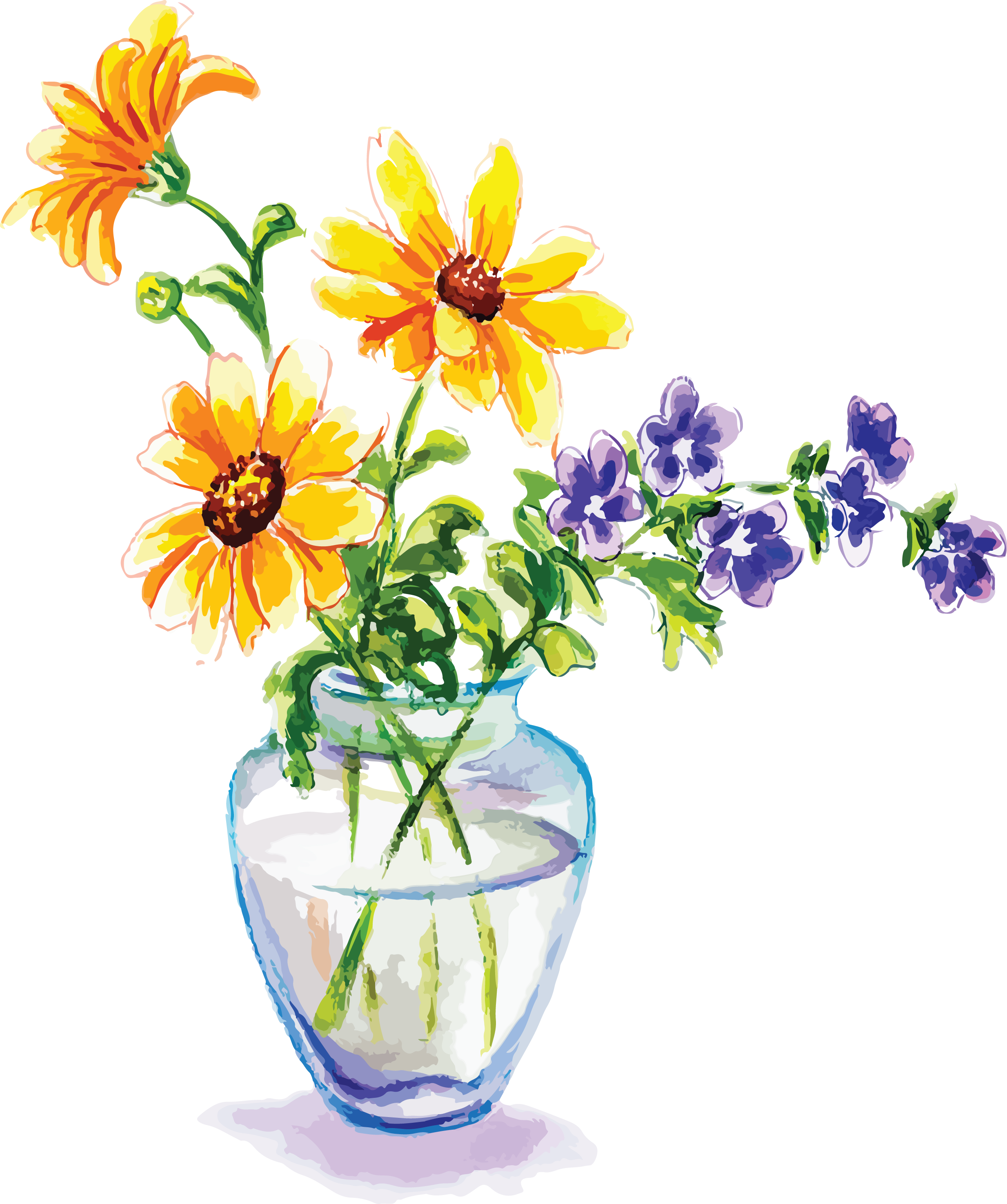 Water Color Flowers - Watercolor Painting (2467x2949)