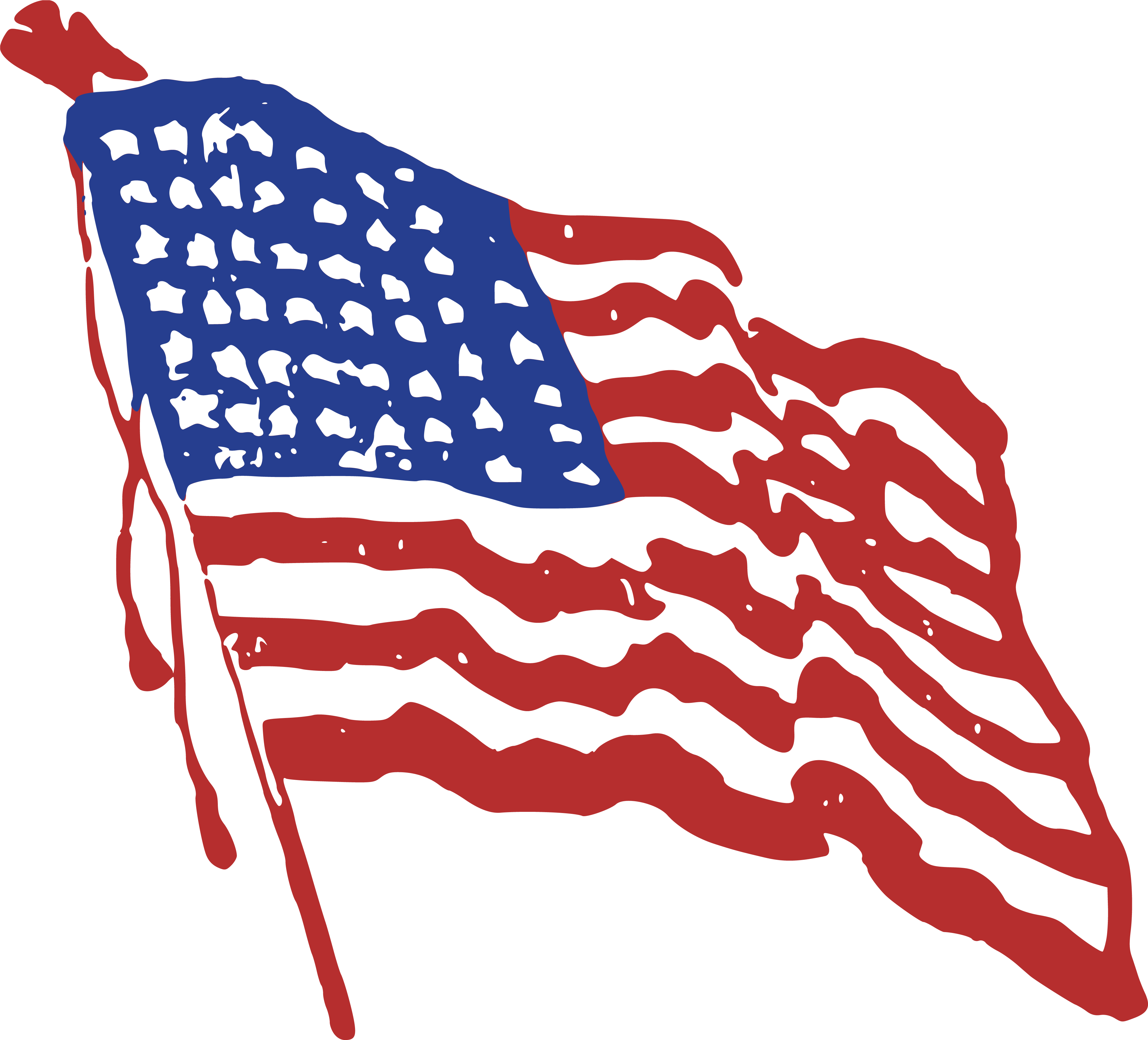 Free Clipart Of A Rippling American Flag - Free Clip Art Flag America (4000x3624)