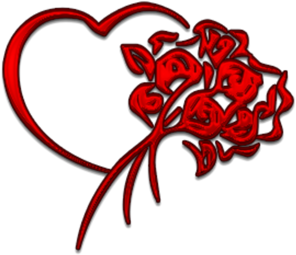 Heart With Flower Clipart (600x600)