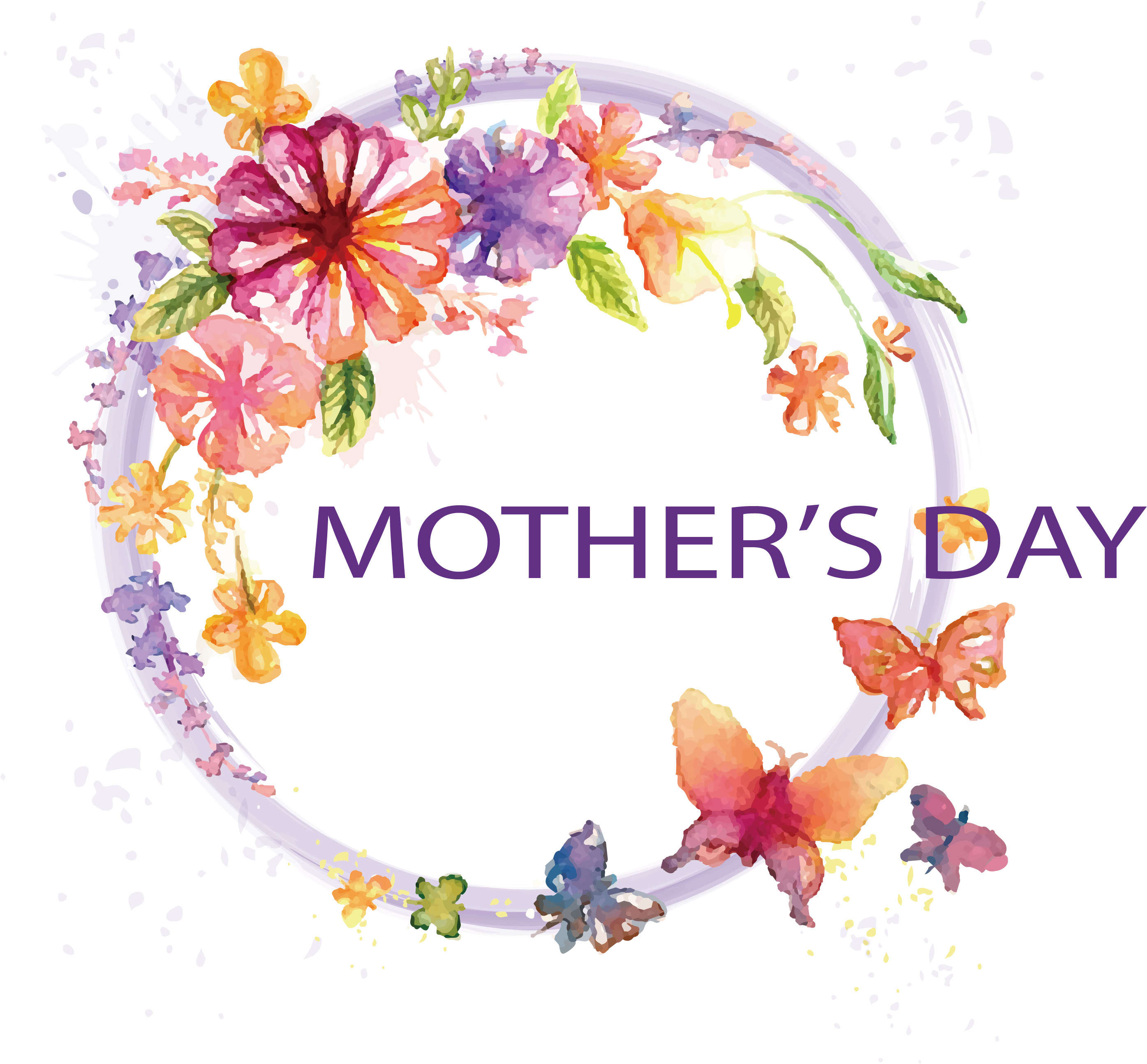Butterfly Watercolor Painting - Mothers Day Images Vector Png (2953x2953)