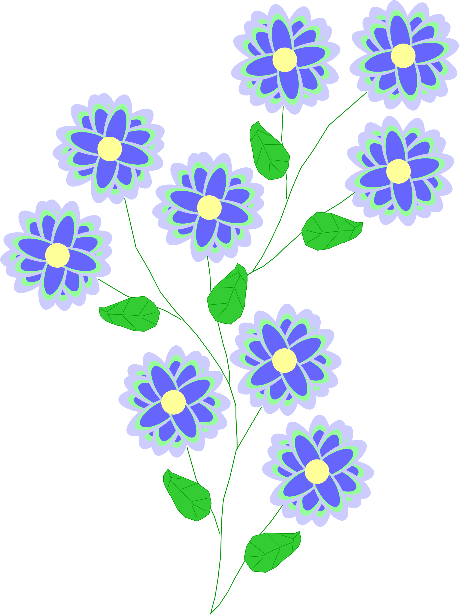 Blue Flower Clipart Book - Blue Flower Clip Art (1979x2483)