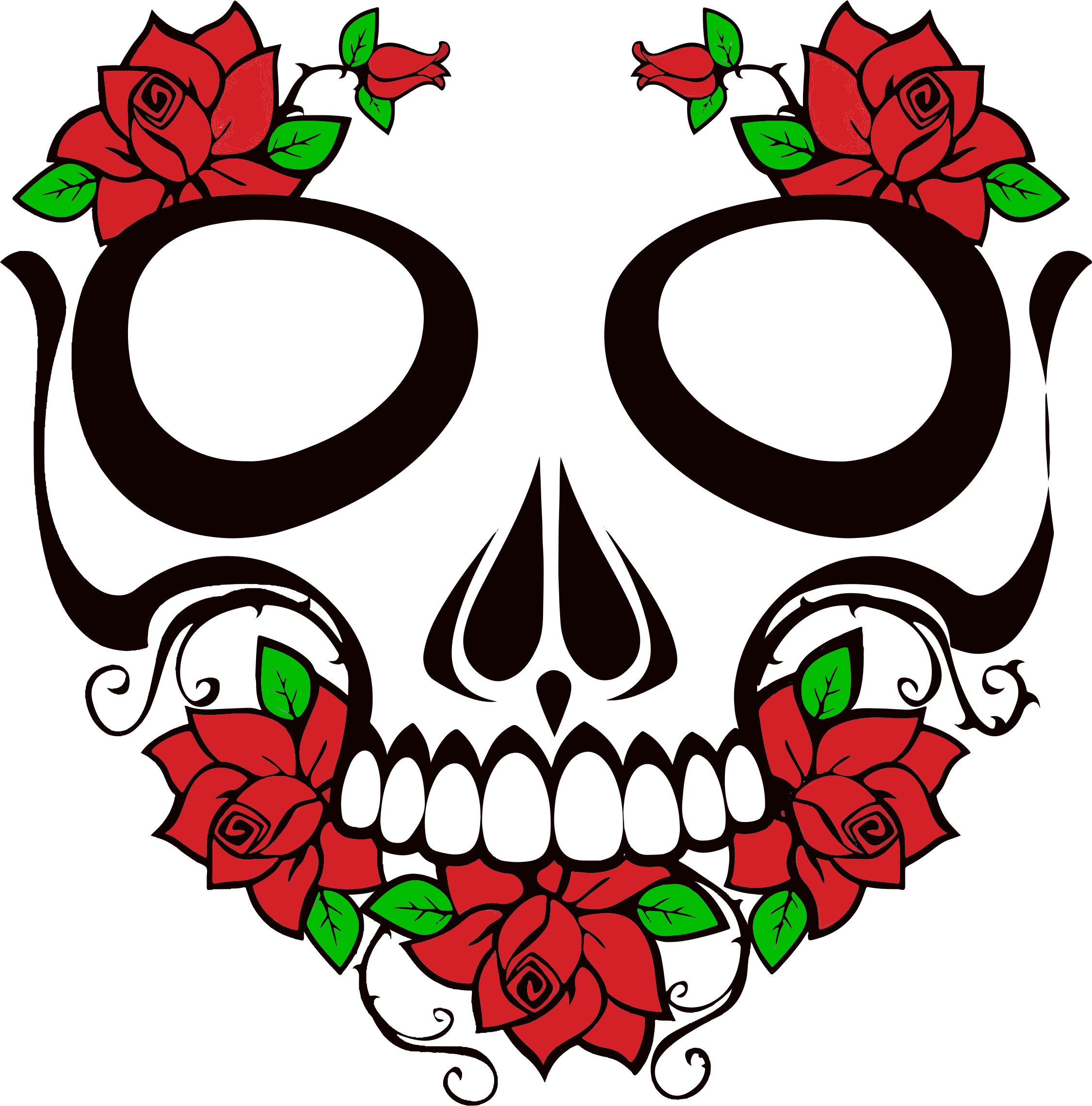 Skull With Roses Vector (2252x2282)