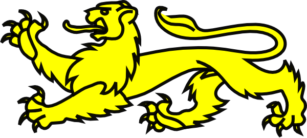 Lions Passant Gold Clip Art - Lion Guardant Clip Art (600x269)