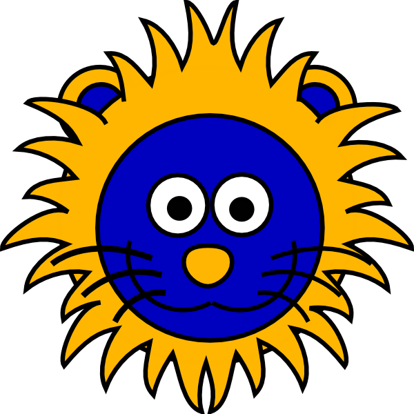 Cartoon Gold Blue Lion Clip Art - Cartoon Lion (600x600)