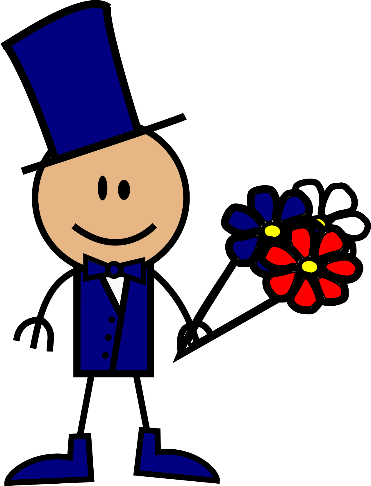 Cartoon Man In Tuxedo - Cartoon Guy With Flowers (1276x1671)