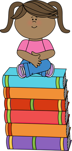 Girl Sitting On Books Clip Art - Students With Book Clip Art (240x500)