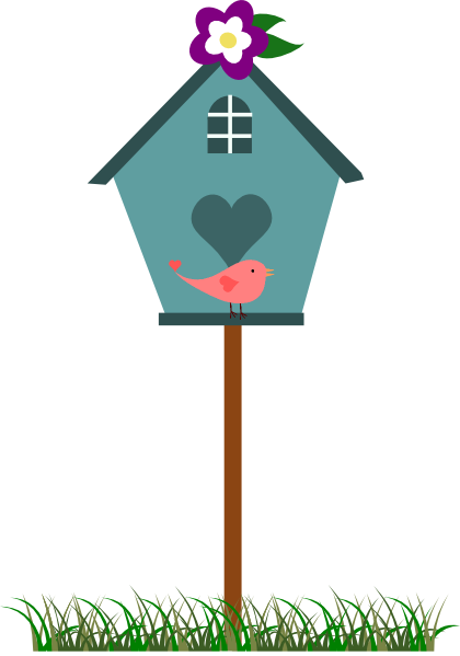 Bird House Clipart Cute - Birdhouse Clip Art (420x599)