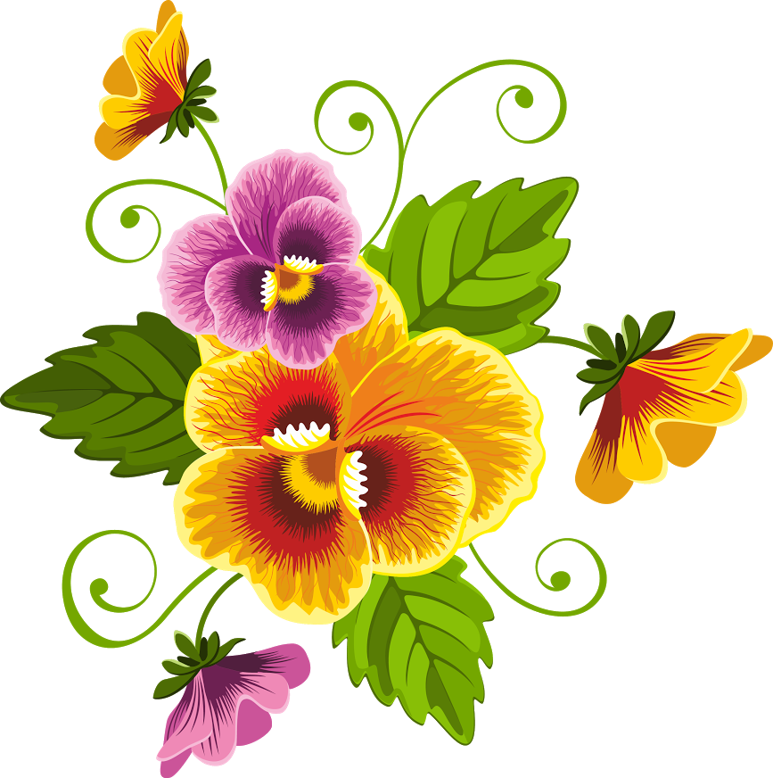 Set Of Floral Patterns With Pansy Vector Image On Vectorstock - Flores Em Formato Png (867x872)