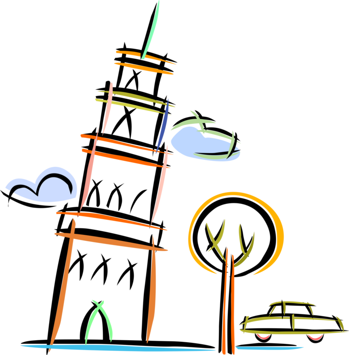 Vector Illustration Of Leaning Tower Of Pisa Campanile - Vector Illustration Of Leaning Tower Of Pisa Campanile (689x700)