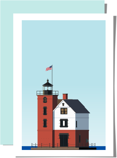 Round Island Lighthouse Greeting Card - Round Island Lighthouse Greeting Card (1000x1000)