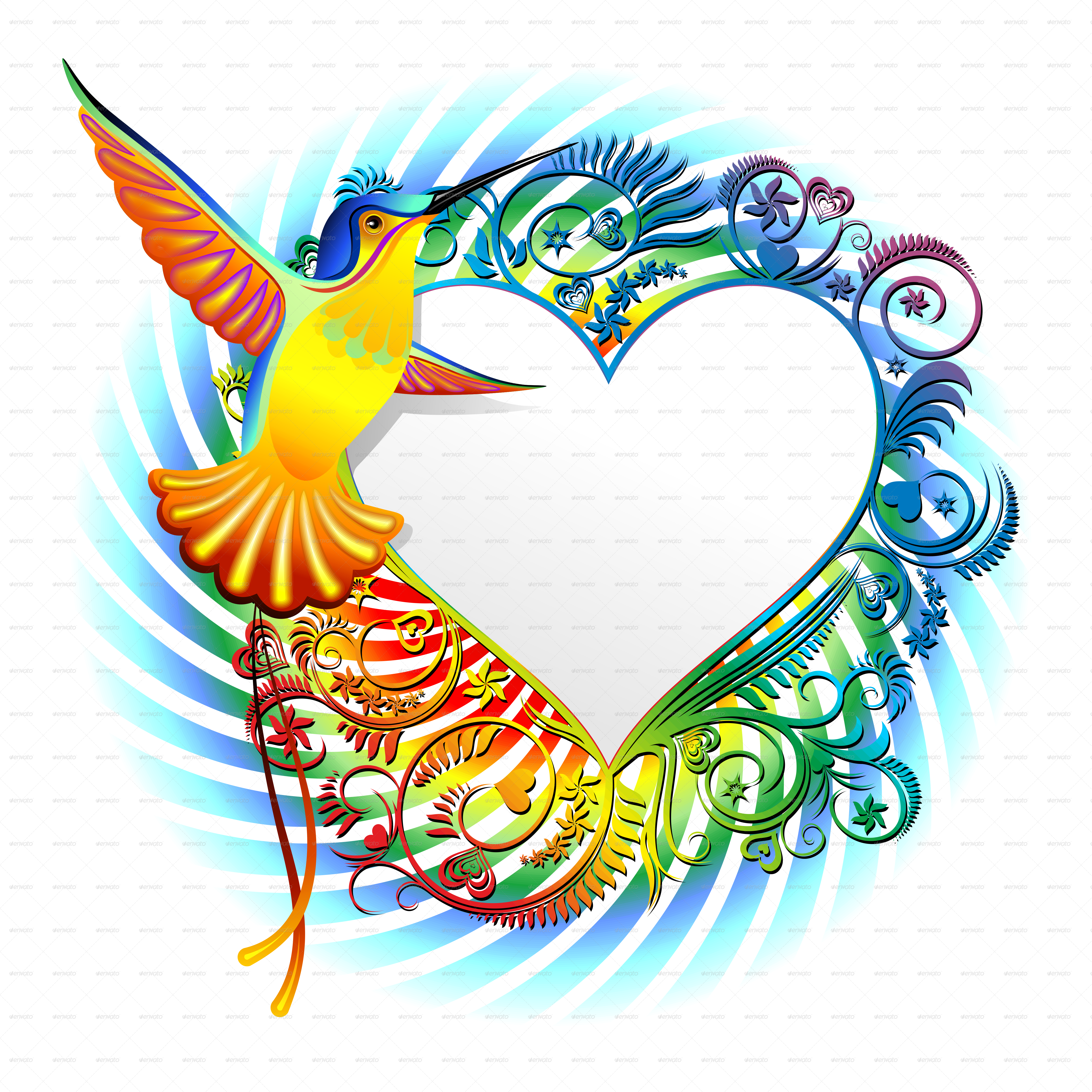 Hummingbird Exotic Designs By Bluedarkat Graphicriver - Colibri Vector (5000x5000)