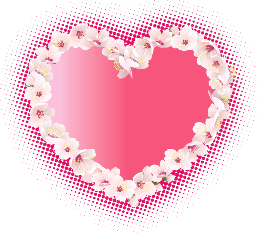 Pink Heart With Flowers Clipart M=1379714400 - Pink Heart With Flowers (900x818)