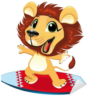 Baby Lion With Surf - Surfing Lion Ornament (round) (400x400)