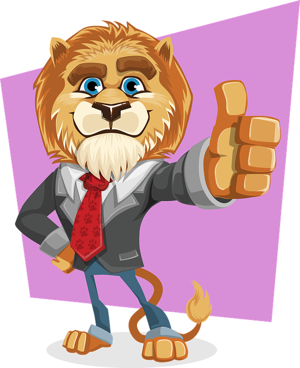 Cartoon Lion 21, - Lion With Thumbs Up (587x720)