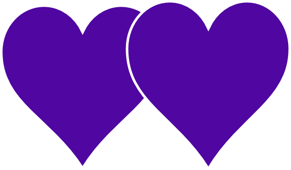Two Hearts Lined In White Clip Art At Clker - Purple And White Hearts (600x352)