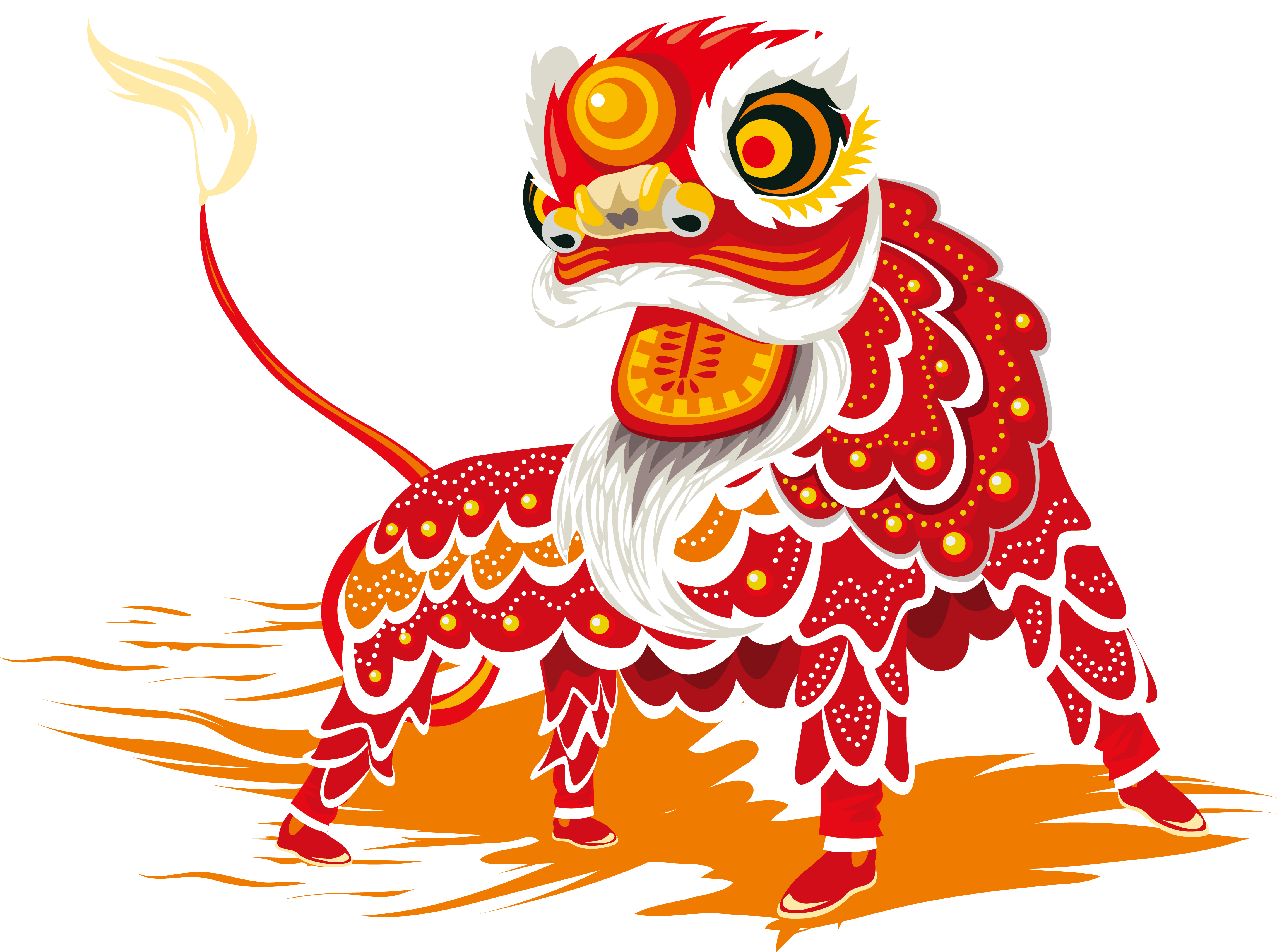 Chinese New Year Lion Dance Dragon Dance - Lion Dance Vector Png (4577x3412)