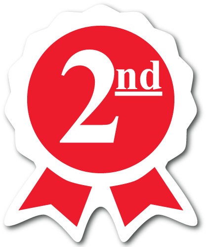 Second Place" Ribbon Award Stickers - 2nd Place Ribbon Png (500x500)