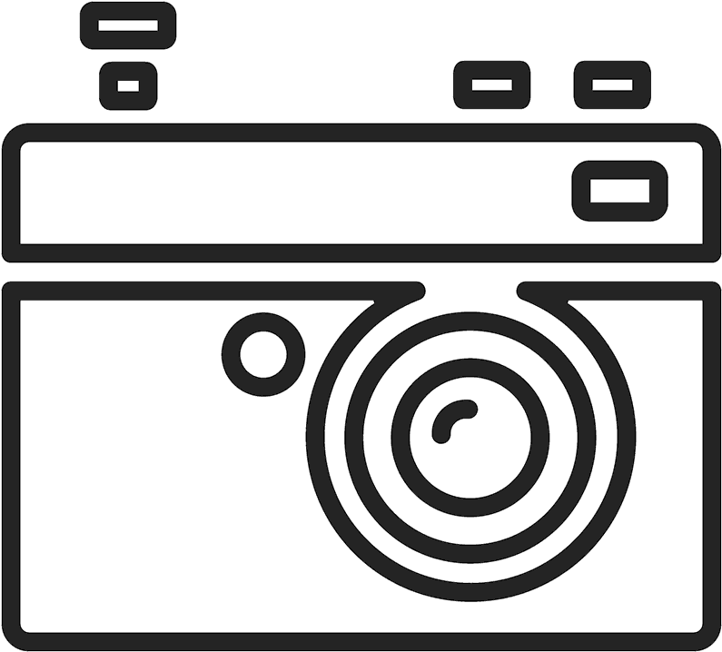 80's Camera Outline Rubber Stamp - Postage Stamp (800x800)