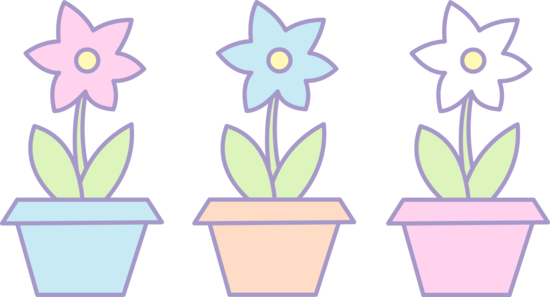 Pot Plant Clipart Three Flower - Cute Flower Pot Clipart (9216x4985)