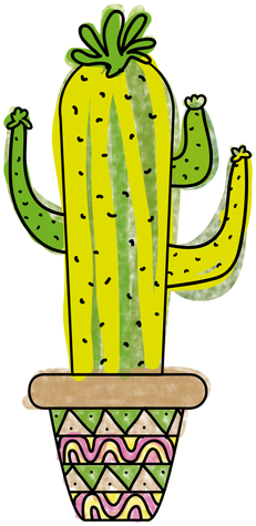 Trendy Cactus Pattern Done In Thin Soft-colored Stroke - Cactus (512x512)