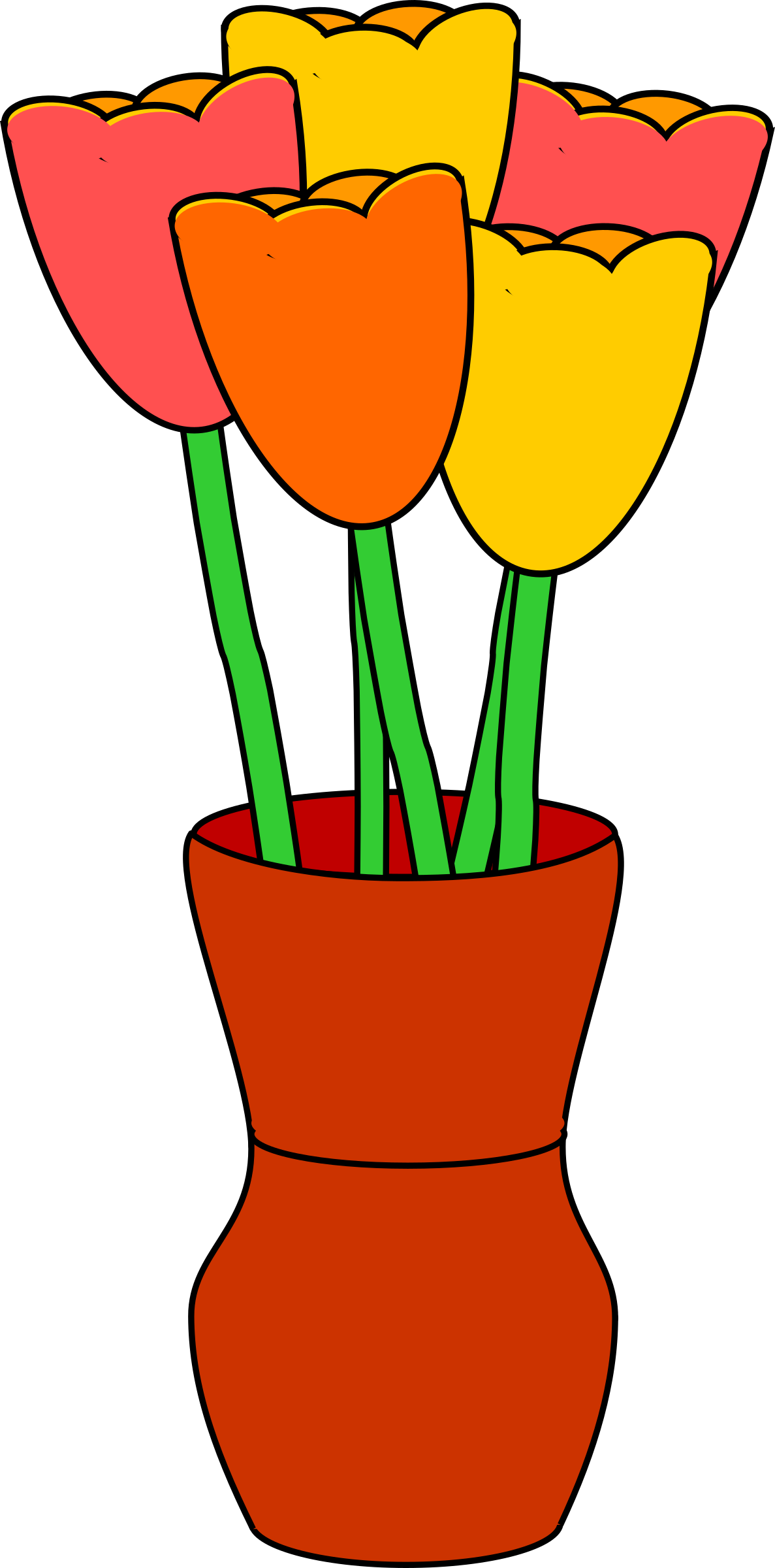 Big Image - Flowers In Vase Clipart (1187x2400)