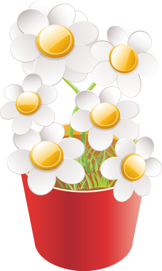Daisies In Pots - Free Vector Garden (549x920)
