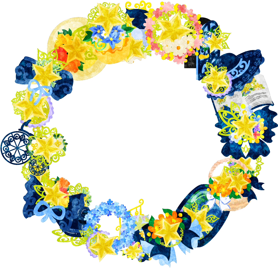 フリーイラスト素材星の雑貨で作られたリース Free Illustration The Wreath - Circle (1101x1061)