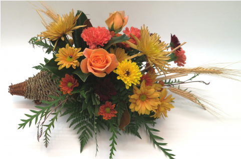 A Cornucopia Basket Full Of Fall Colors - Bouquet (480x480)