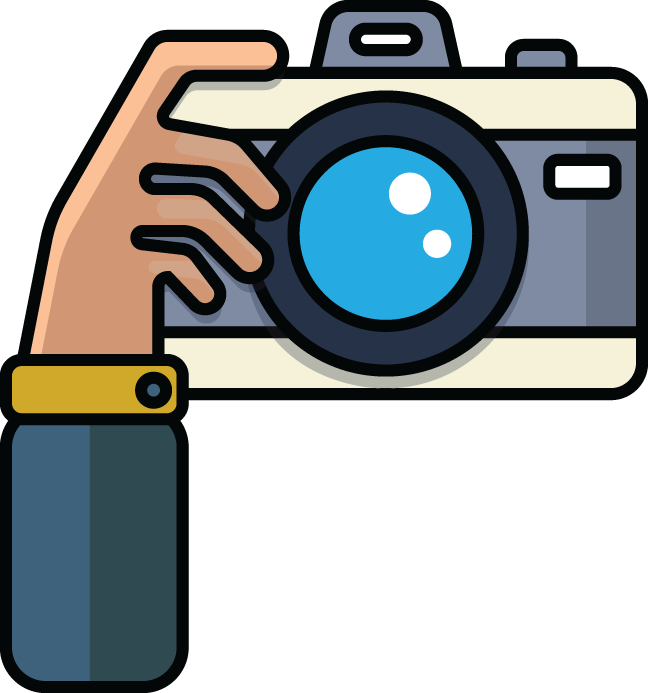 710 Cartoon Illustration Of Hand With Camera - Clipart Camera (648x693)