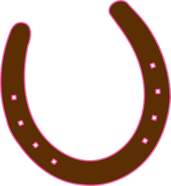 Cowgirl Clipart Pink And Brown - Brown And Pink Horseshoe (546x596)