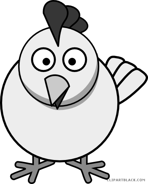 Grayscale Chicken Animal Free Black White Clipart Images - Cartoon Chicken (480x598)