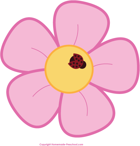 Petal Clipart Preschool - Pink Lady Bug Clip Art (469x491)