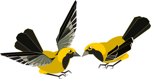 Vector Clip Art Of Yellow And Black Bird - Fluttering Birds (500x261)