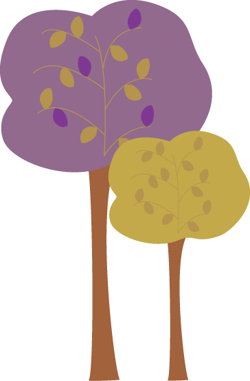Autumn Trees In Warm Colors - Free Purple Fall Clip Art (364x554)