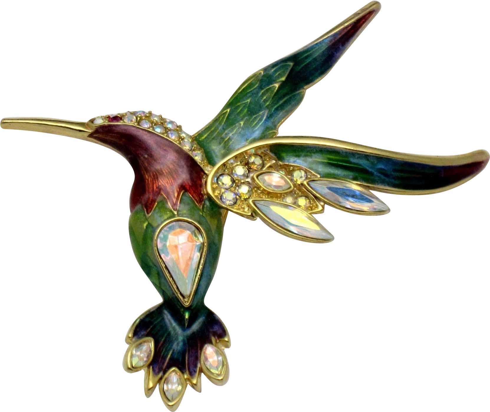 Graziano Sundancer Hummingbird Brooch French Enamel - Ruby-throated Hummingbird (1661x1661)