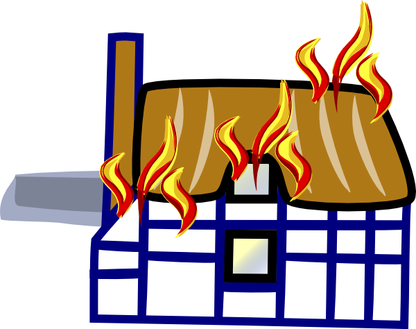 Burning House Clipart - House On Fire Clip Art (600x474)