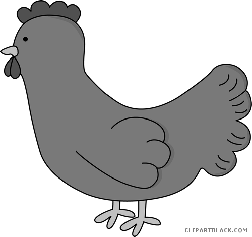 Cute Chicken Animal Free Black White Clipart Images - Chicken (500x470)