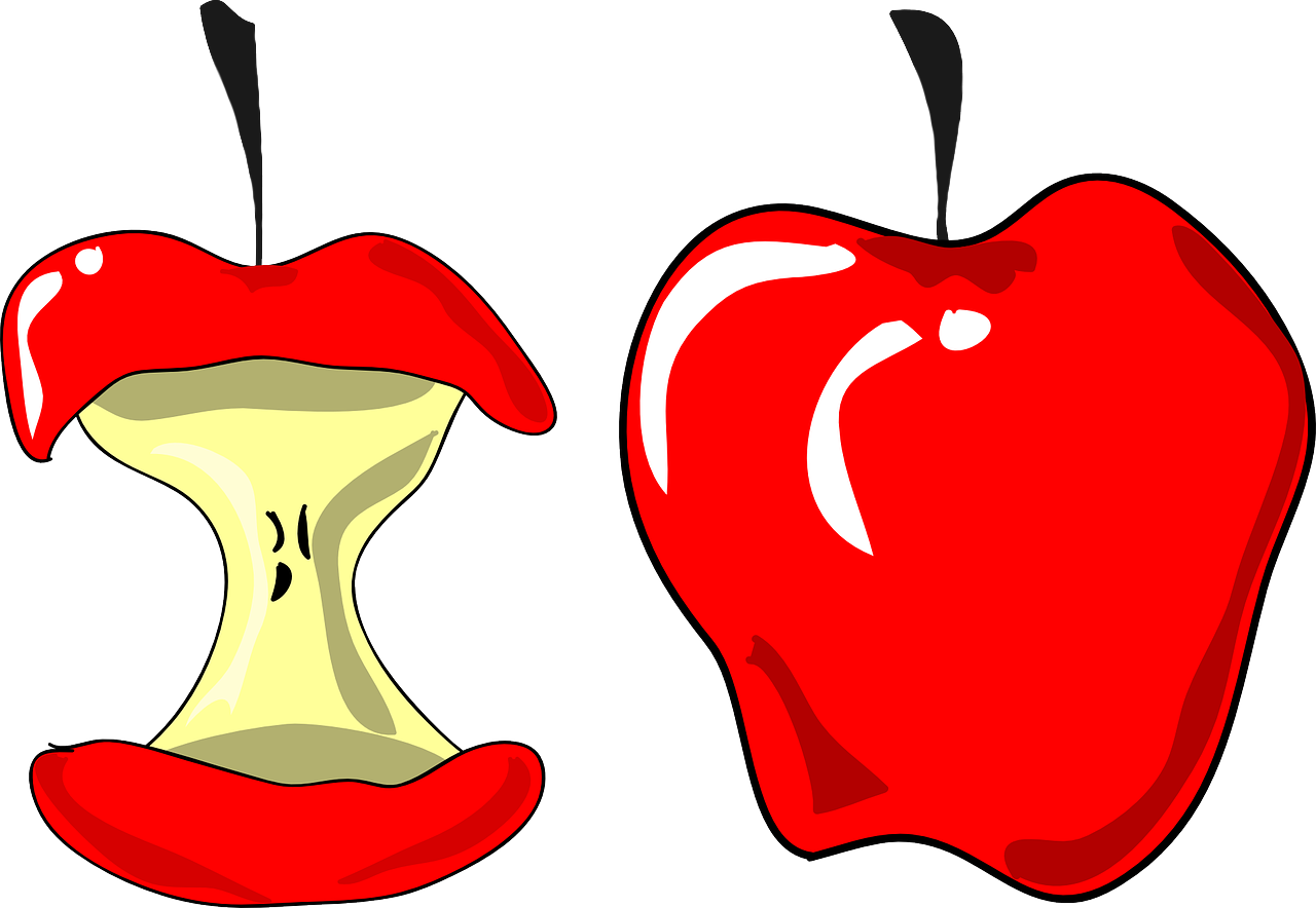 Откусанное яблоко apple рисунок