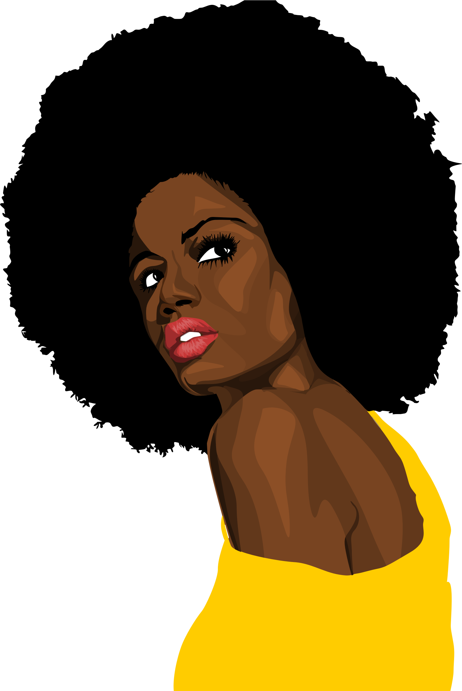 Related Black Woman Clipart Png - Black Woman Afro Png (1518x2271)