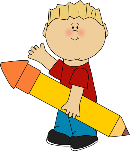 Boy With Giant Pencil Waving - Boy Waving Clipart (433x500)