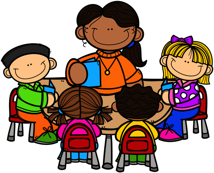 Teacher Reading Table Clipart - Teacher And Students Clipart (876x800)