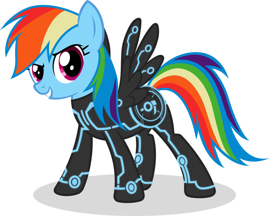 Capt-nemo, Crossover, Rainbow Dash, Safe, Simple Background, - Mlp Tron Rainbow Dash (900x725)