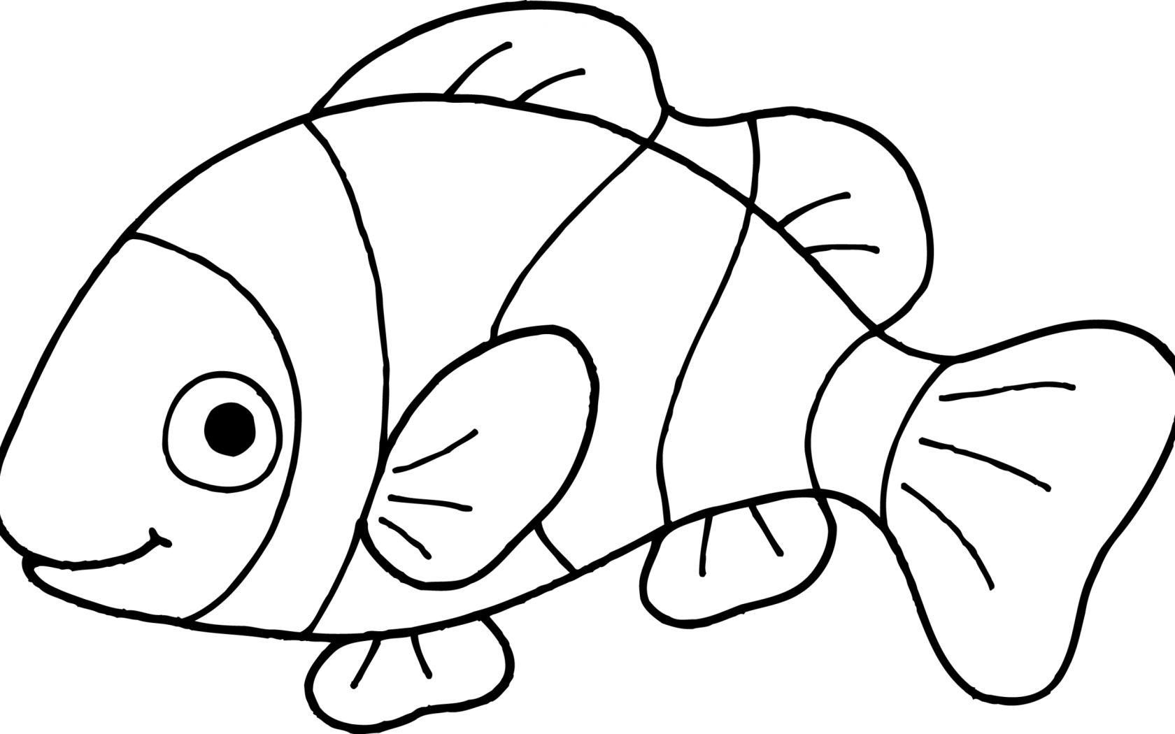 Clown Fish Coloring Page Free Printable Pages For Kids - Fish Black And White (1680x1050)