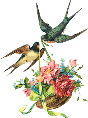 Vintage Basket Birthday Card (308x413)