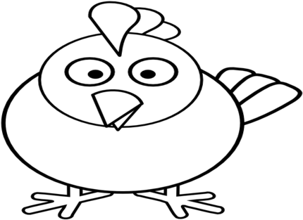 Cartoon Coloring Medium Size Cute Cartoon Chickens - Cartoon Chicken Black And White (476x333)